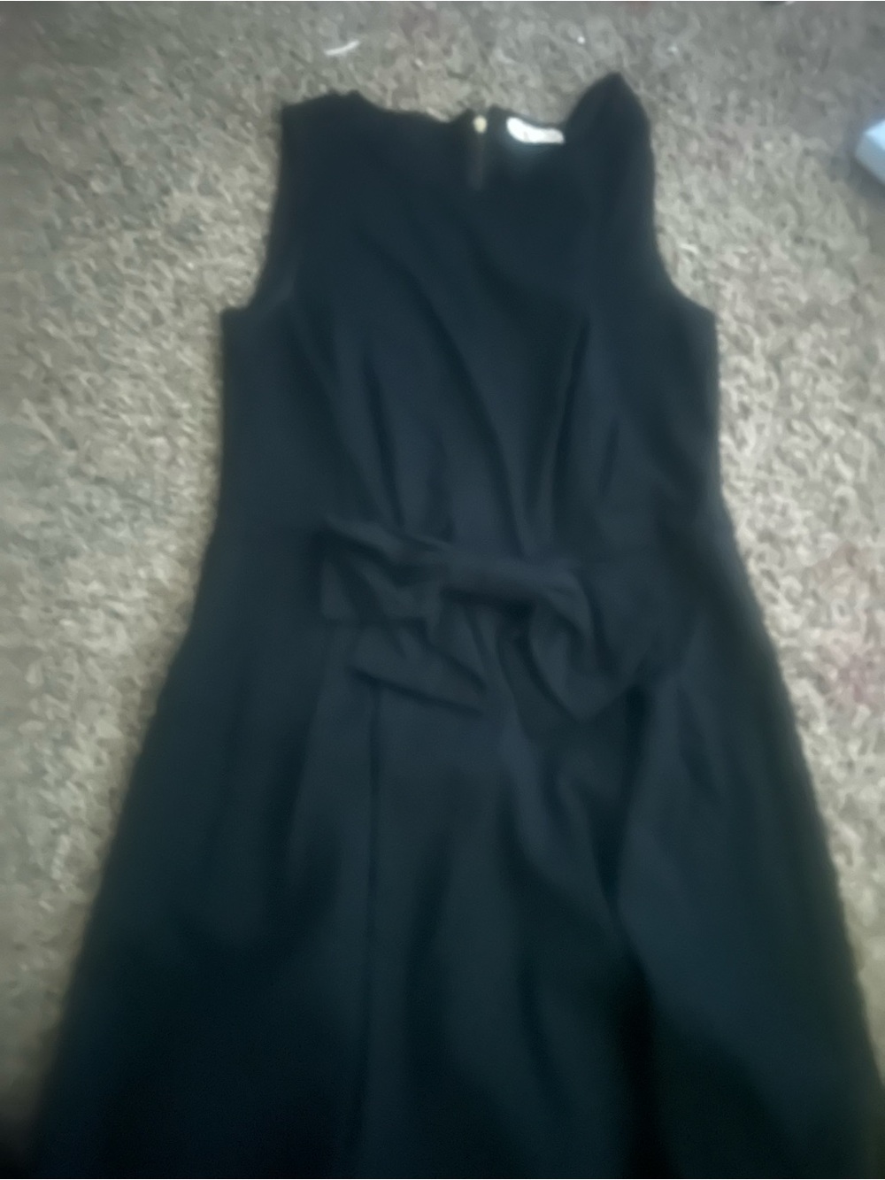 Maison Jules Black Midi Sleeveless Sheath Dress with Waist Tie